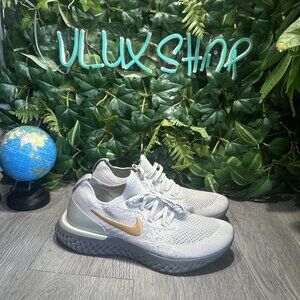 Nike Epic React Flyknit Women's Size 10 Running Shoes Vast Grey Metallic Gold